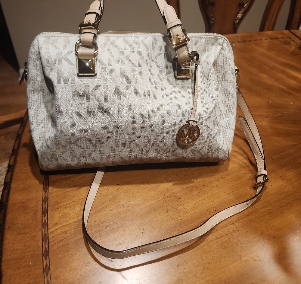 Michael Kors Monogram Cream Satchel